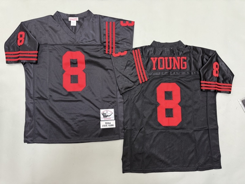 Men 2025 San Francisco 49ers #8 Young black Throwback Limited NFL Jersey style 001